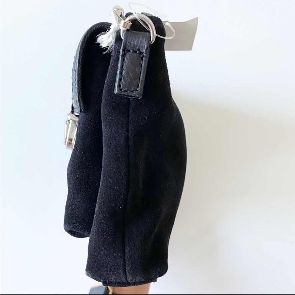 NWT Banana Republic Black Suede Purse Handbag with Silver Details Front Pockets - Picture 5 of 15